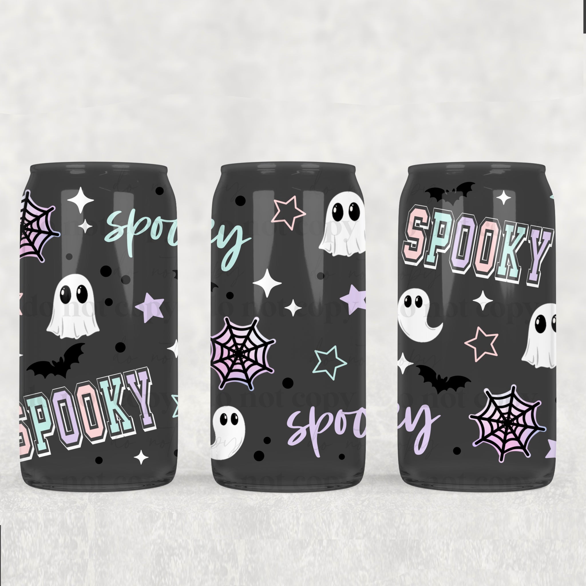 16oz UV DTF Wrap - Pastel Collegiate Spooky