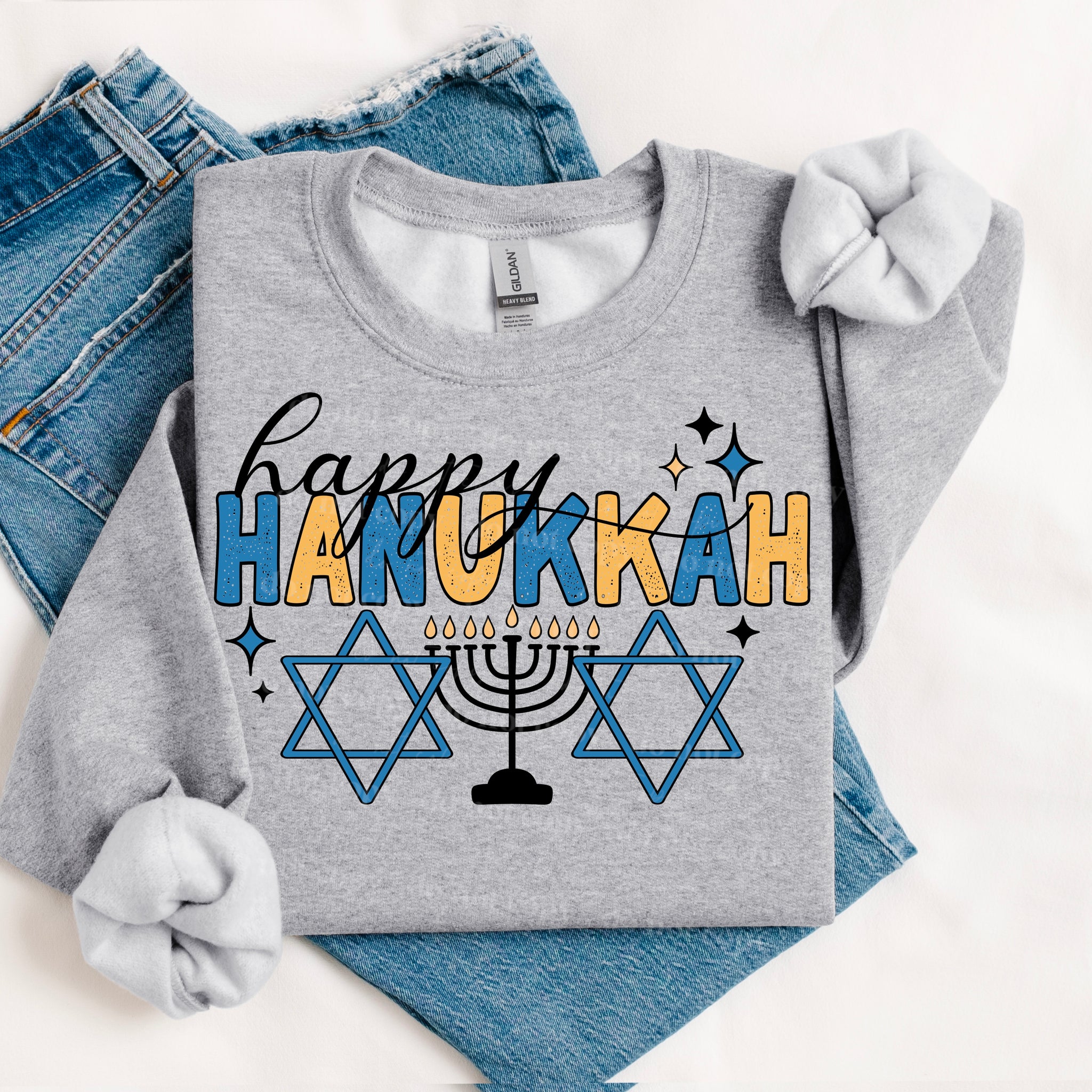 DTF Full Color Transfer - Happy Hanukkah Star of David