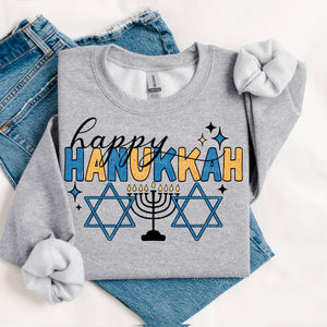 DTF Full Color Transfer - Happy Hanukkah Star of David