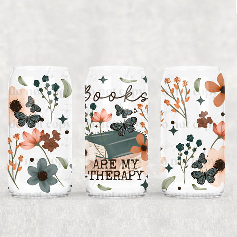 16oz UV DTF Wrap - Books Are My Therapy Pink & Blue Neutrals