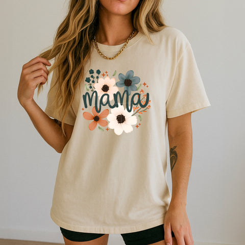 DTF Full Color TShirt Transfer - MAMA Watercolor Flowers Bouquet