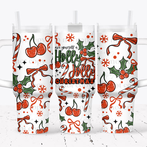 40oz UV DTF Wrap - Full Top & Bottom - Have Yourself A Holly Jolly