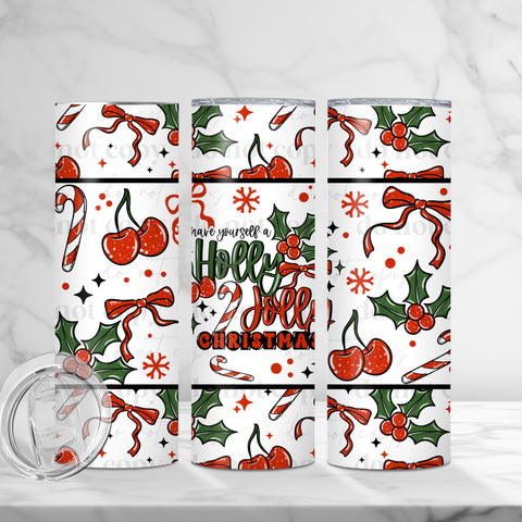 Skinny Tumbler Sublimation Wrap - Have Yourself A Holly Jolly Christmas