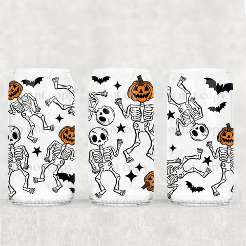 16oz UV DTF Wrap - Pumpkin Head Skellies