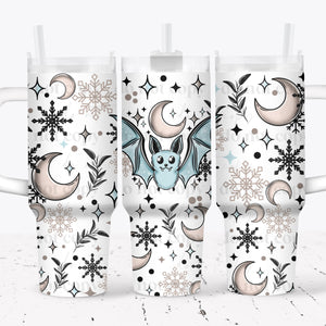 40oz UV DTF Wrap - Full Top & Bottom - Blue Bat & Moons