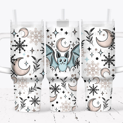40oz UV DTF Wrap - Full Top & Bottom - Blue Bat & Moons