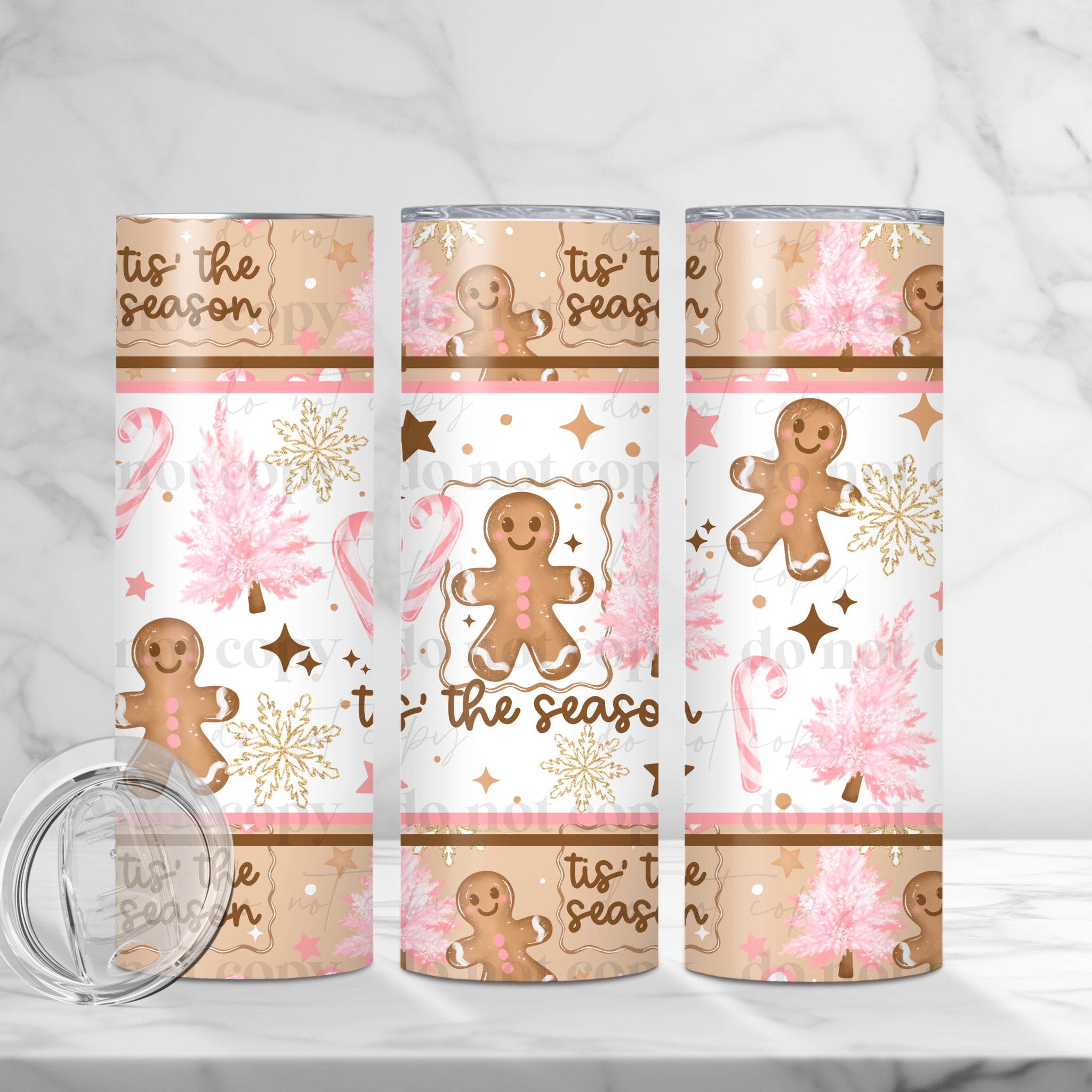 Skinny Tumbler Sublimation Wrap - Tis The Season Gingerbread