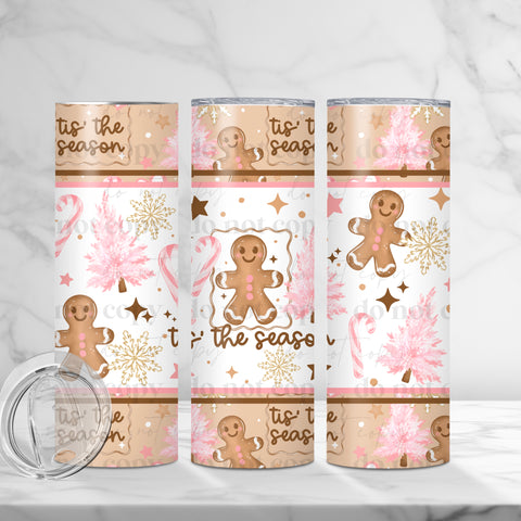 Skinny Tumbler Sublimation Wrap - Tis The Season Gingerbread
