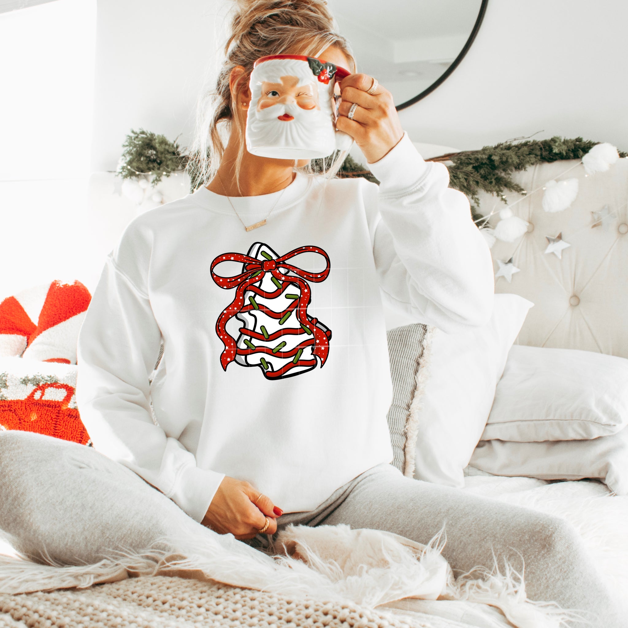 DTF Full Color TShirt Transfer - Tree Cake Big Red Bow