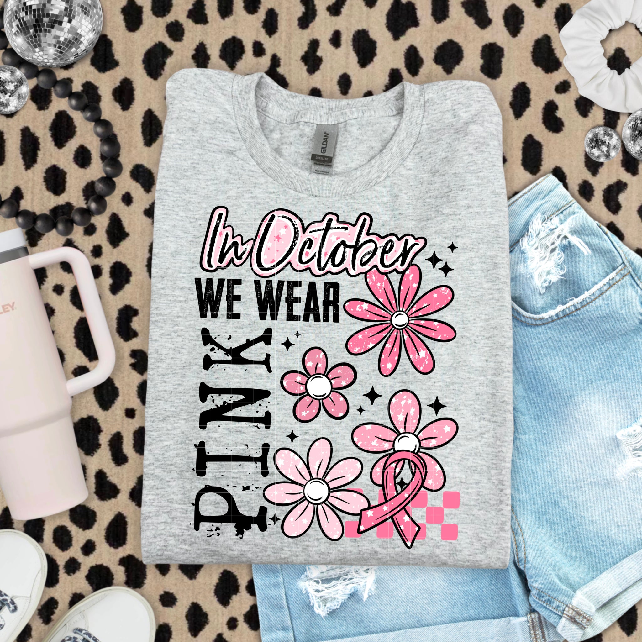 DTF Full Color Transfer - In October We Wear Pink