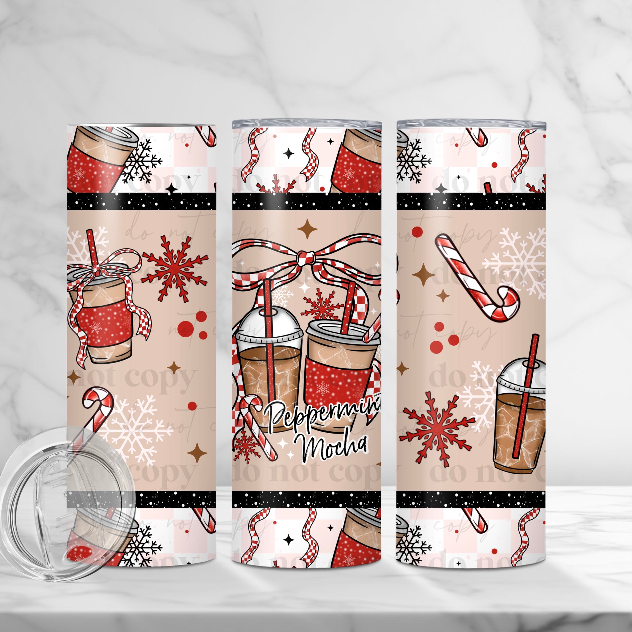 Skinny Tumbler Sublimation Wrap - Peppermint Mocha