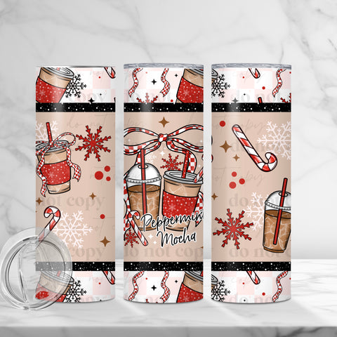Skinny Tumbler Sublimation Wrap - Peppermint Mocha