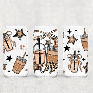 16oz UV DTF Wrap - Coffee Brown Check Bow