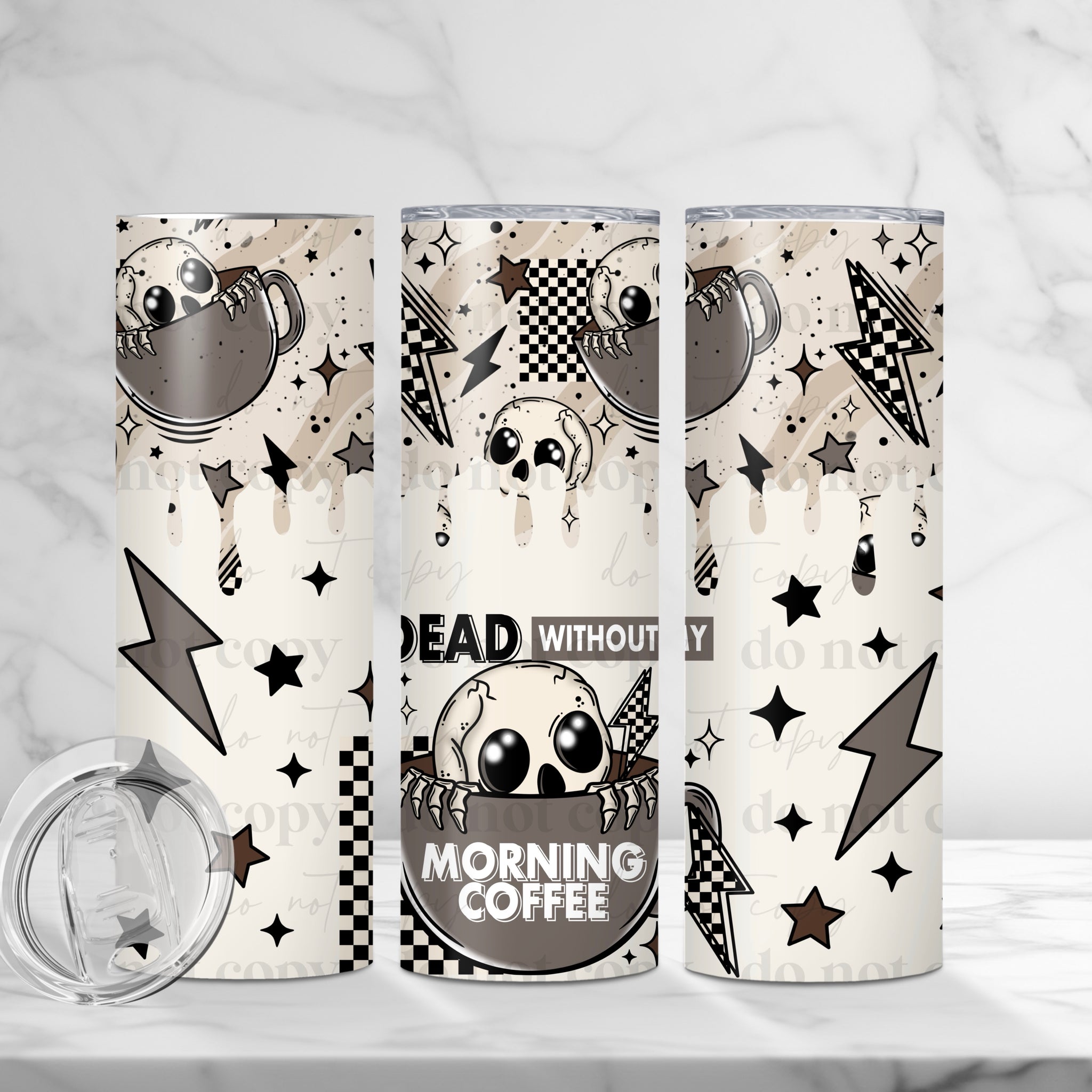 Skinny Tumbler Sublimation Wrap - Dead Without My Morning Coffee