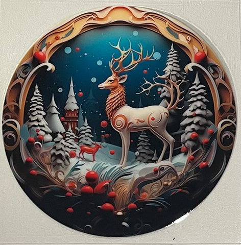 3" Ornament UV DTF Decal - Festive Deer