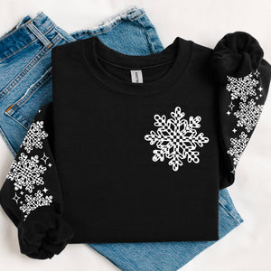 DTF Full Color Transfer - Snowflakes - Free Sleeves (White or Black Font)
