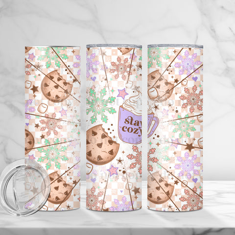 Skinny Tumbler Sublimation Wrap - Stay Cozy Purple Mug