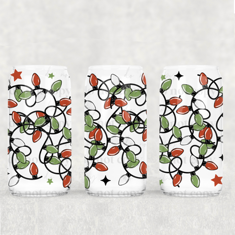 16oz UV DTF Wrap - Red Green White Lights