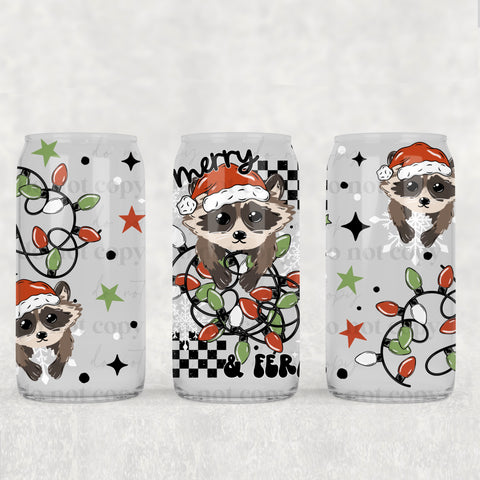 16oz UV DTF Wrap - Merry & Feral Raccoon Lights