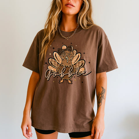 DTF Full Color TShirt Transfer - Gobble Cute Turkey