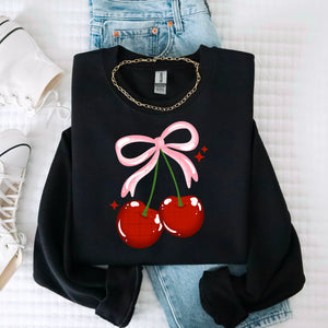 DTF Full Color TShirt Transfer - Pink Bow Cherries