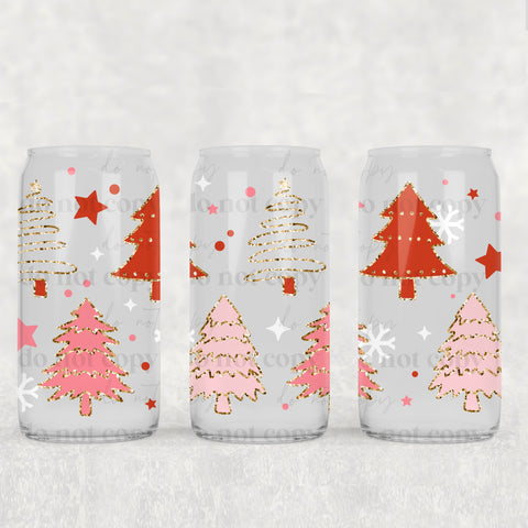 16oz UV DTF Wrap - Red Gold Pink Trees