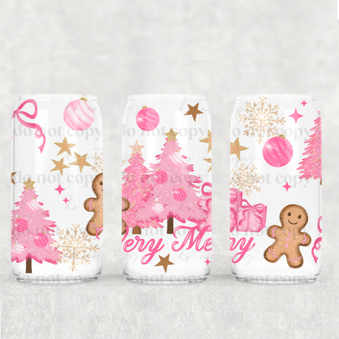 16oz UV DTF Wrap - Very Merry Pink Trees