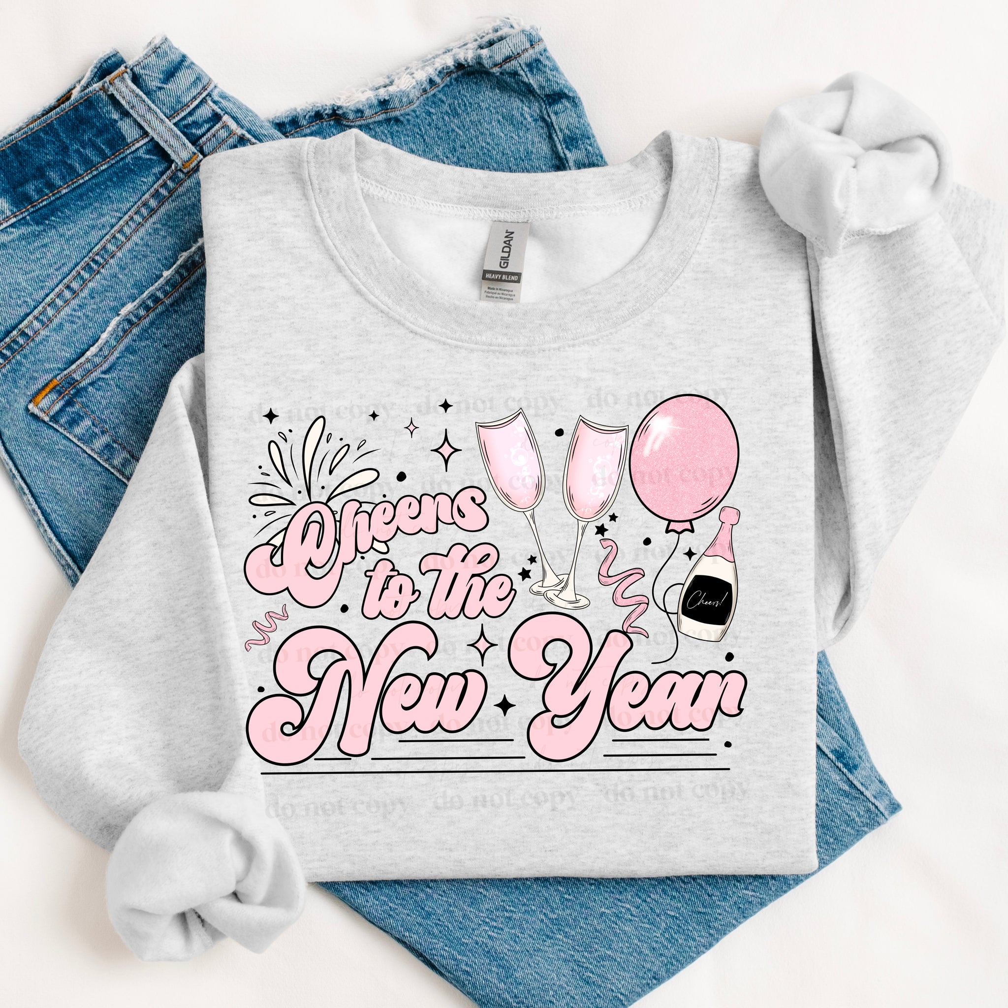DTF Full Color TShirt Transfer - Cheers To The New Year - PINK