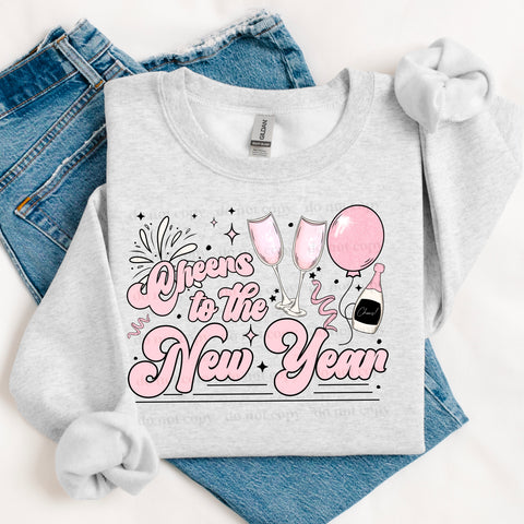 DTF Full Color TShirt Transfer - Cheers To The New Year - PINK