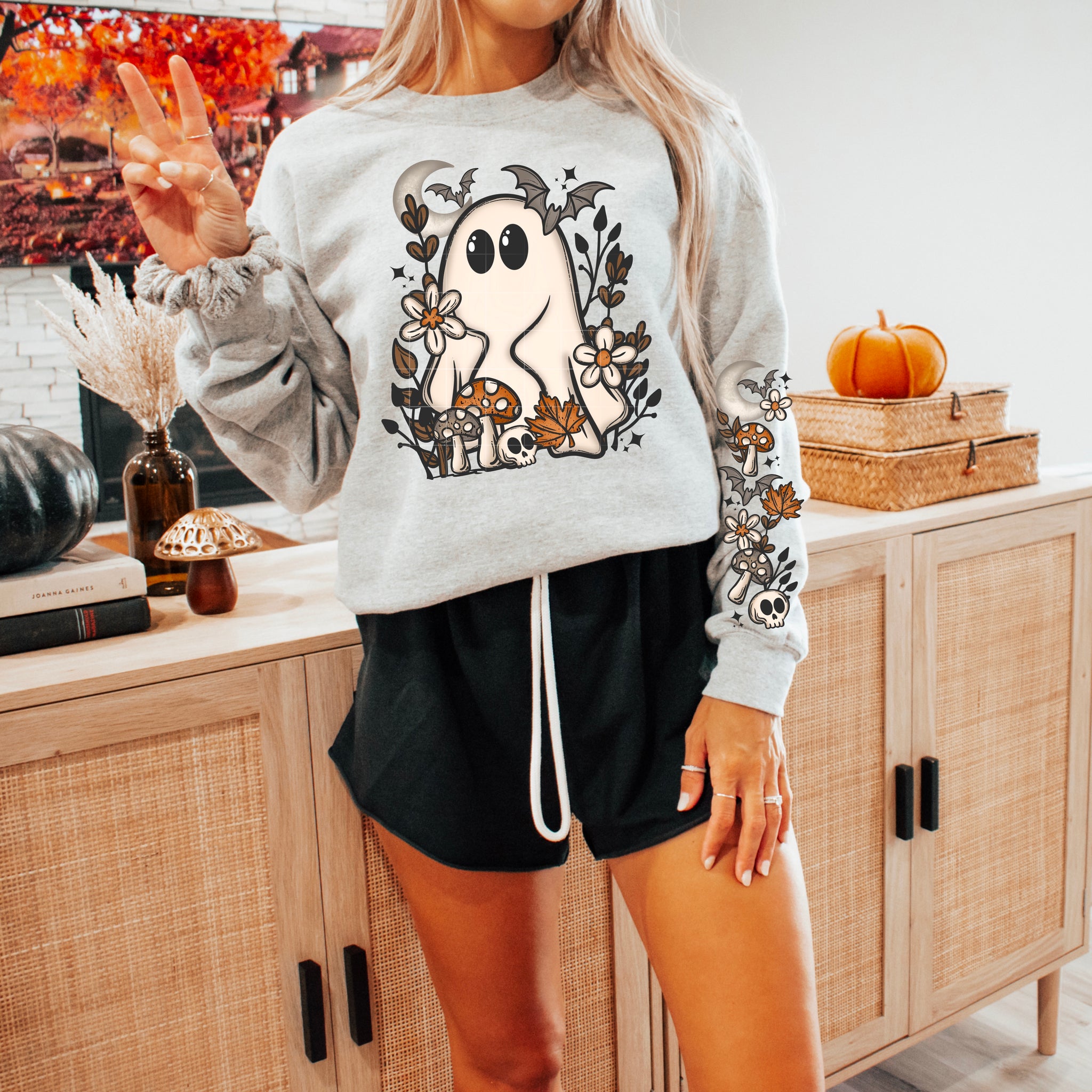 DTF Full Color Transfer - Cottage Core Ghostie - FREE POCKET