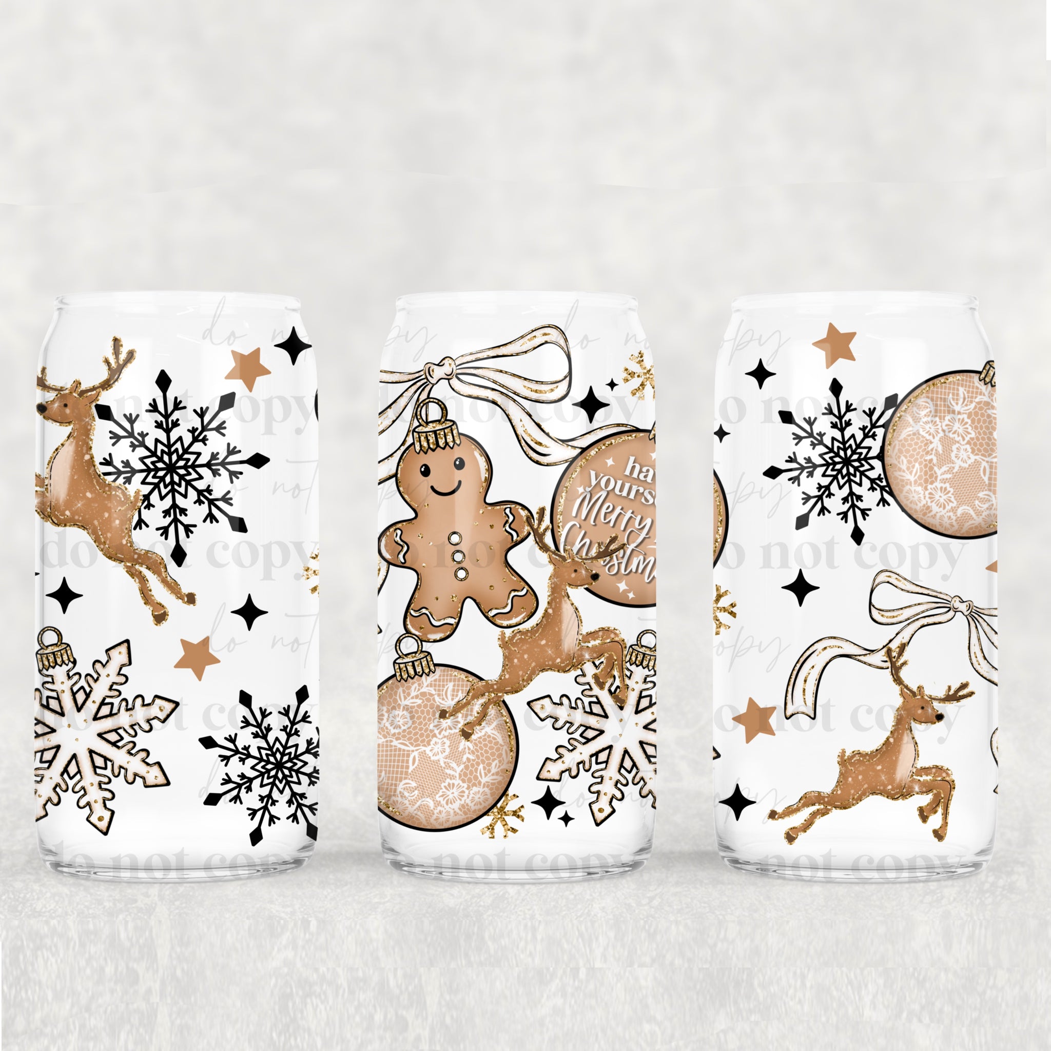 16oz UV DTF Wrap - Have Yourself A Merry Christmas Gingerbread Ornament