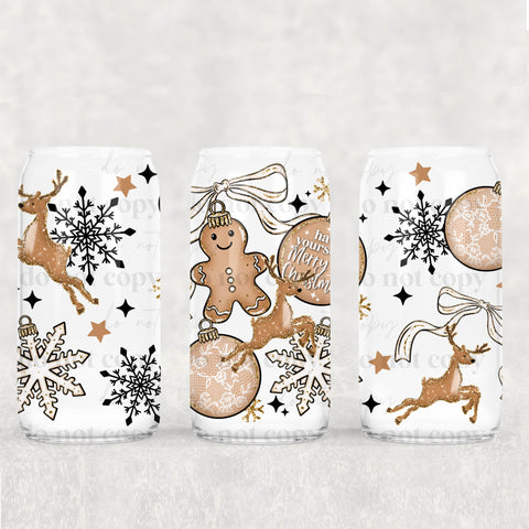 16oz UV DTF Wrap - Have Yourself A Merry Christmas Gingerbread Ornament