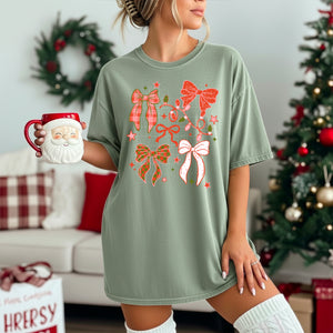 DTF Full Color TShirt Transfer - Pink Red Check Bows