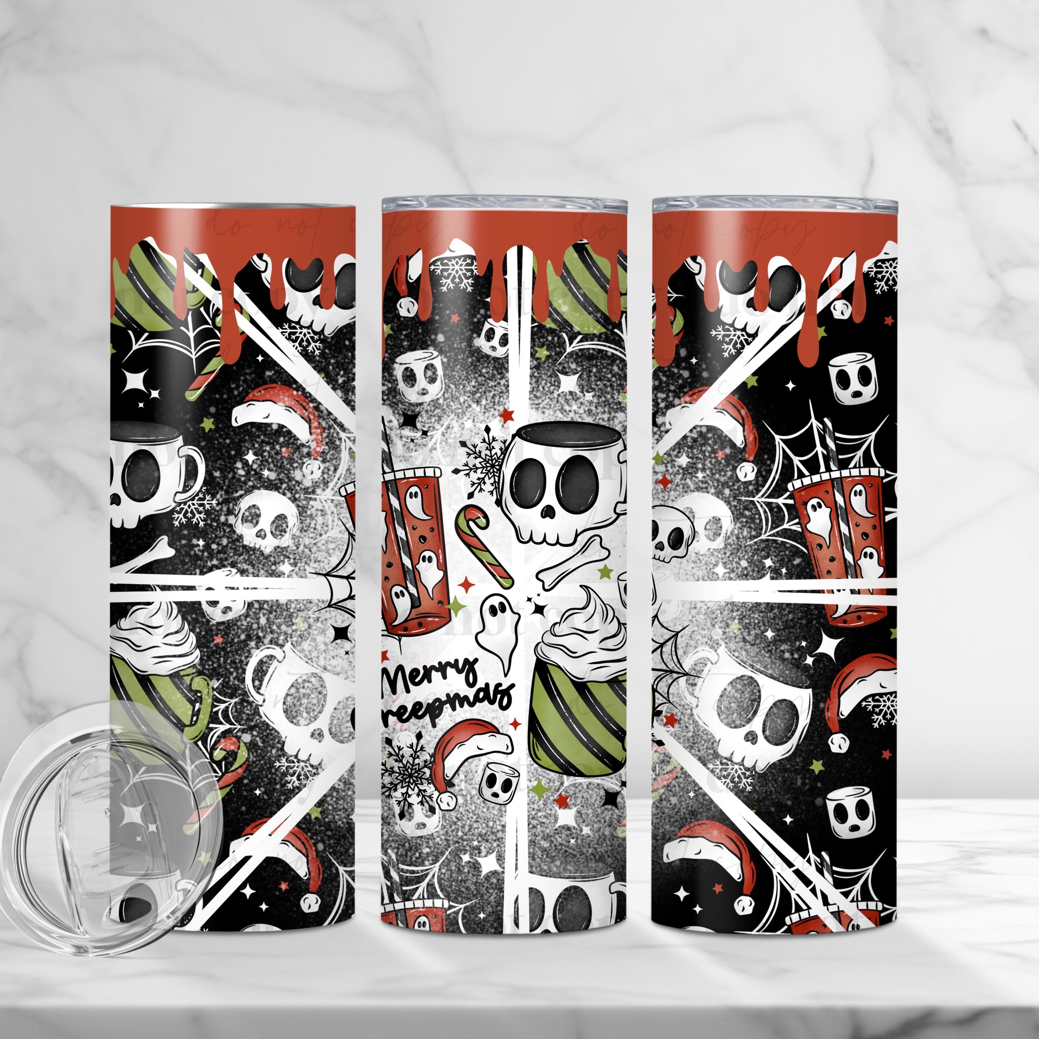 Skinny Tumbler Sublimation Wrap - Merry Creepmas