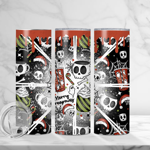 Skinny Tumbler Sublimation Wrap - Merry Creepmas