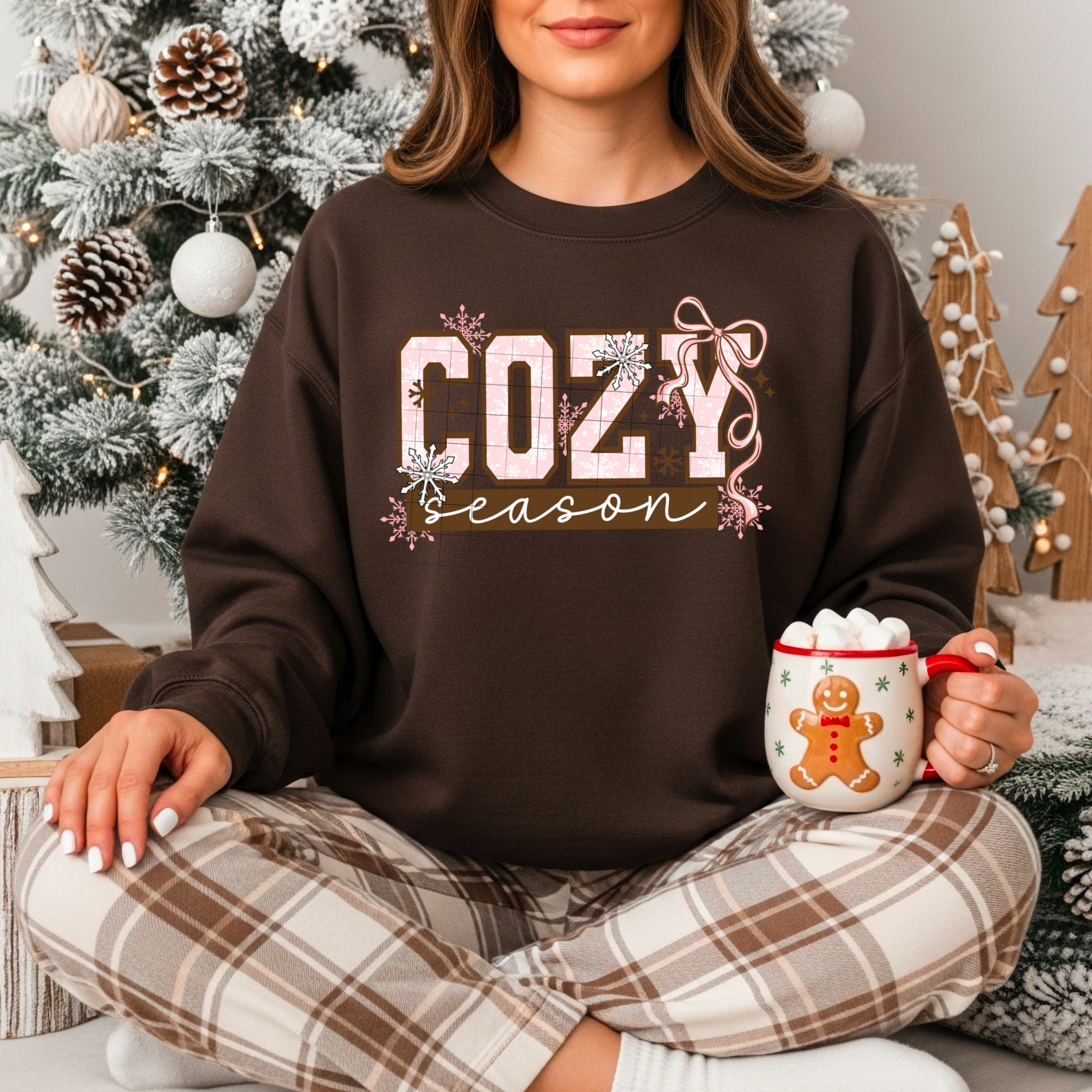 DTF Full Color TShirt Transfer - Cozy Season Pink Bows