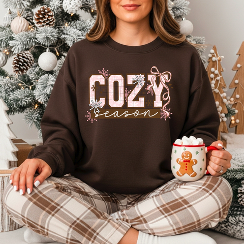 DTF Full Color TShirt Transfer - Cozy Season Pink Bows