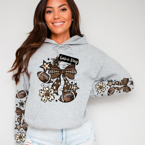 DTF Full Color Transfer - Game Day Star Football Bow - FREE SLEEVES!