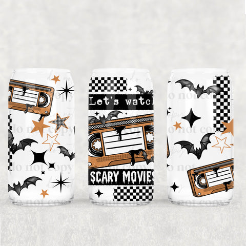 16oz UV DTF Wrap - Let's Watch Scary Movies