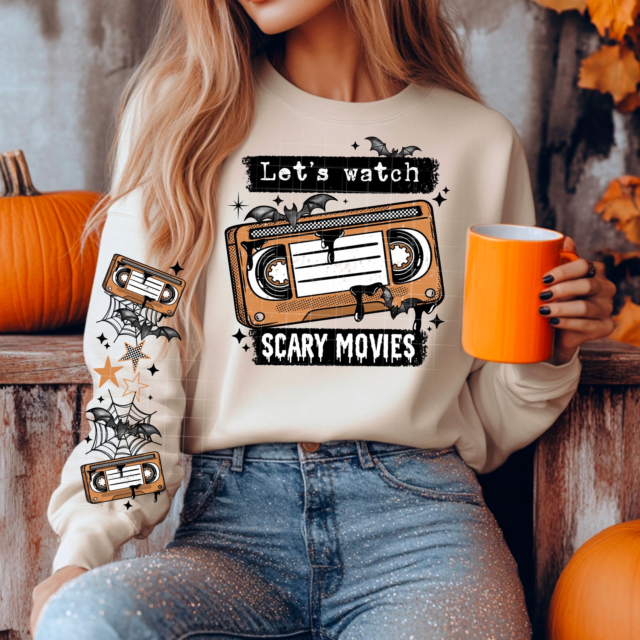 DTF Full Color Transfer - Let's Watch Scary Movies (FREE SLEEVES!)