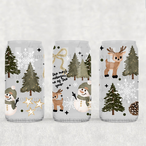16oz UV DTF Wrap - The Most Wonderful Time Deer Snowman