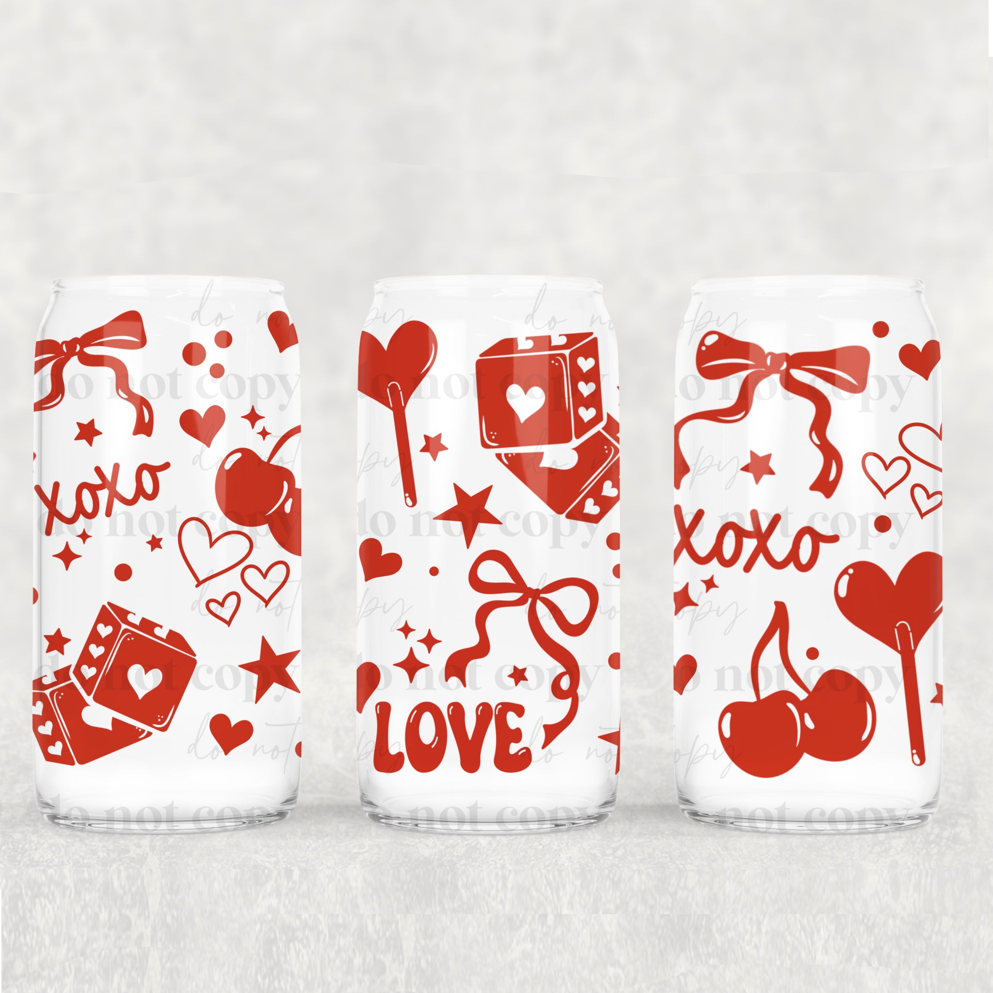 16oz UV DTF Wrap - XOXO Love Red
