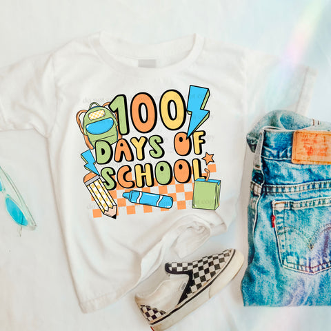 DTF Full Color TShirt Transfer - 100 Days Of School Check (You Choose)