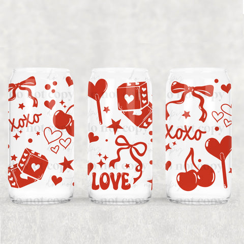 16oz UV DTF Wrap - XOXO Love Red