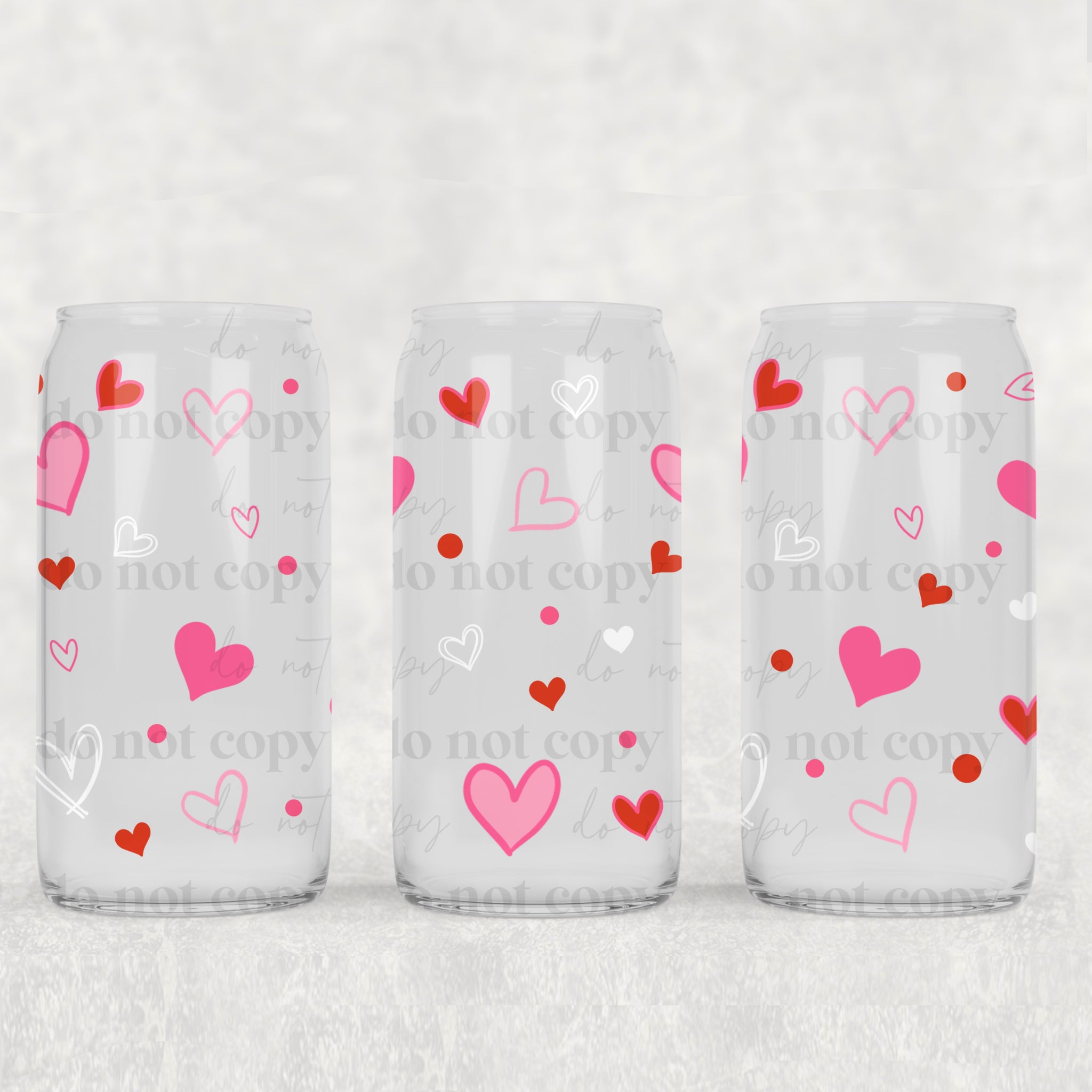 16oz UV DTF Wrap - Sketch Hearts