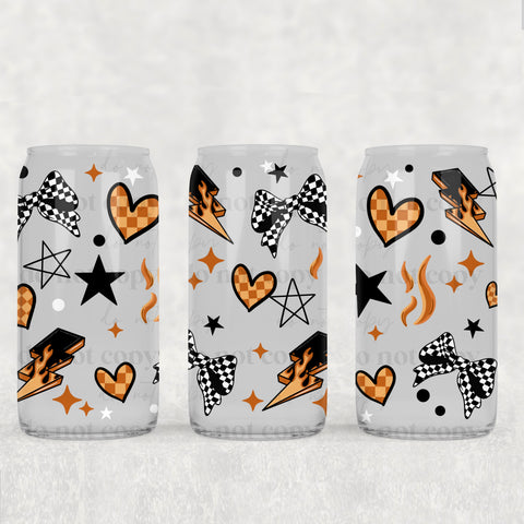 16oz UV DTF Wrap - Checkered Bows Flame Lightning