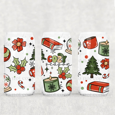 16oz UV DTF Wrap - Cozy Season Christmas Red Books