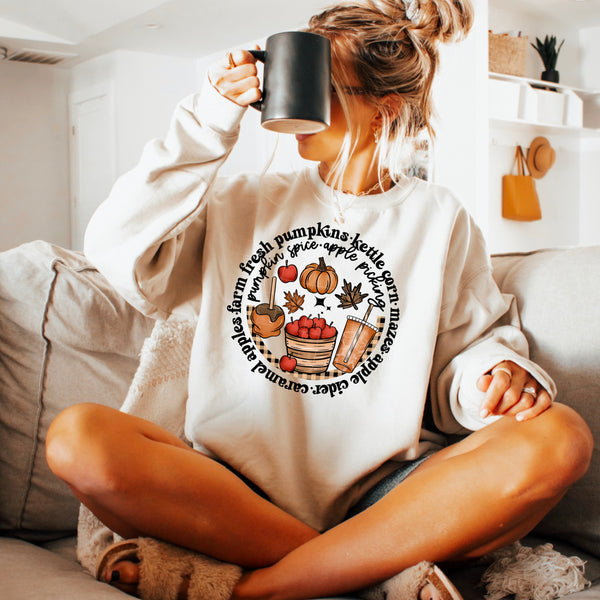 DTF Full Color Transfer - Fall Things Circle