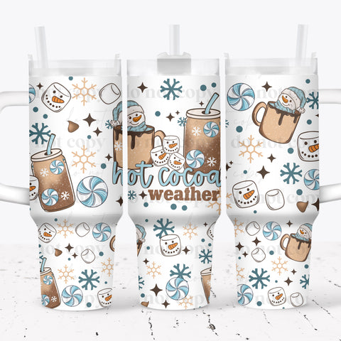 40oz UV DTF Wrap - Full Top & Bottom - Hot Cocoa Weather Blue