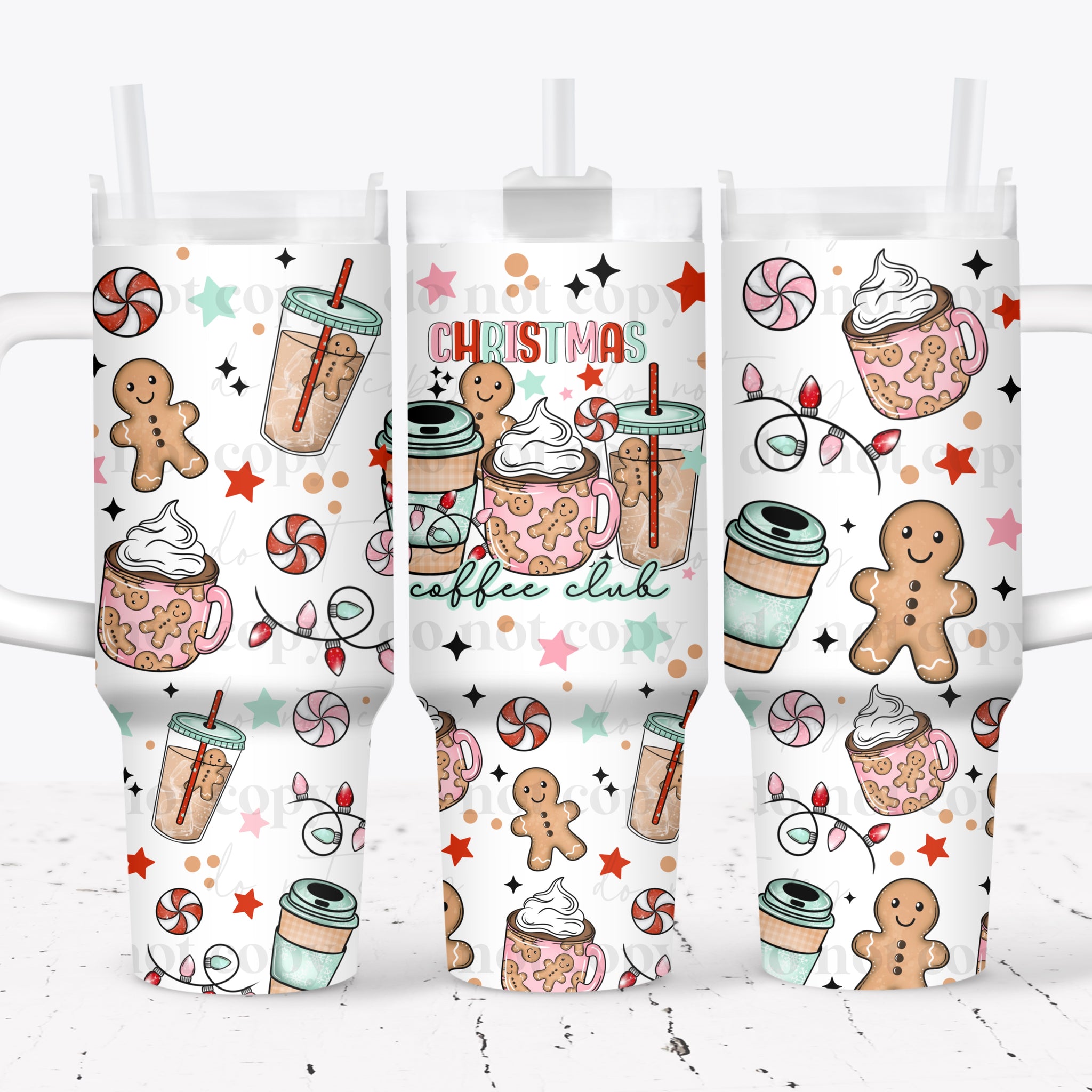 40oz UV DTF Wrap - Full Top & Bottom - Christmas Coffee Club